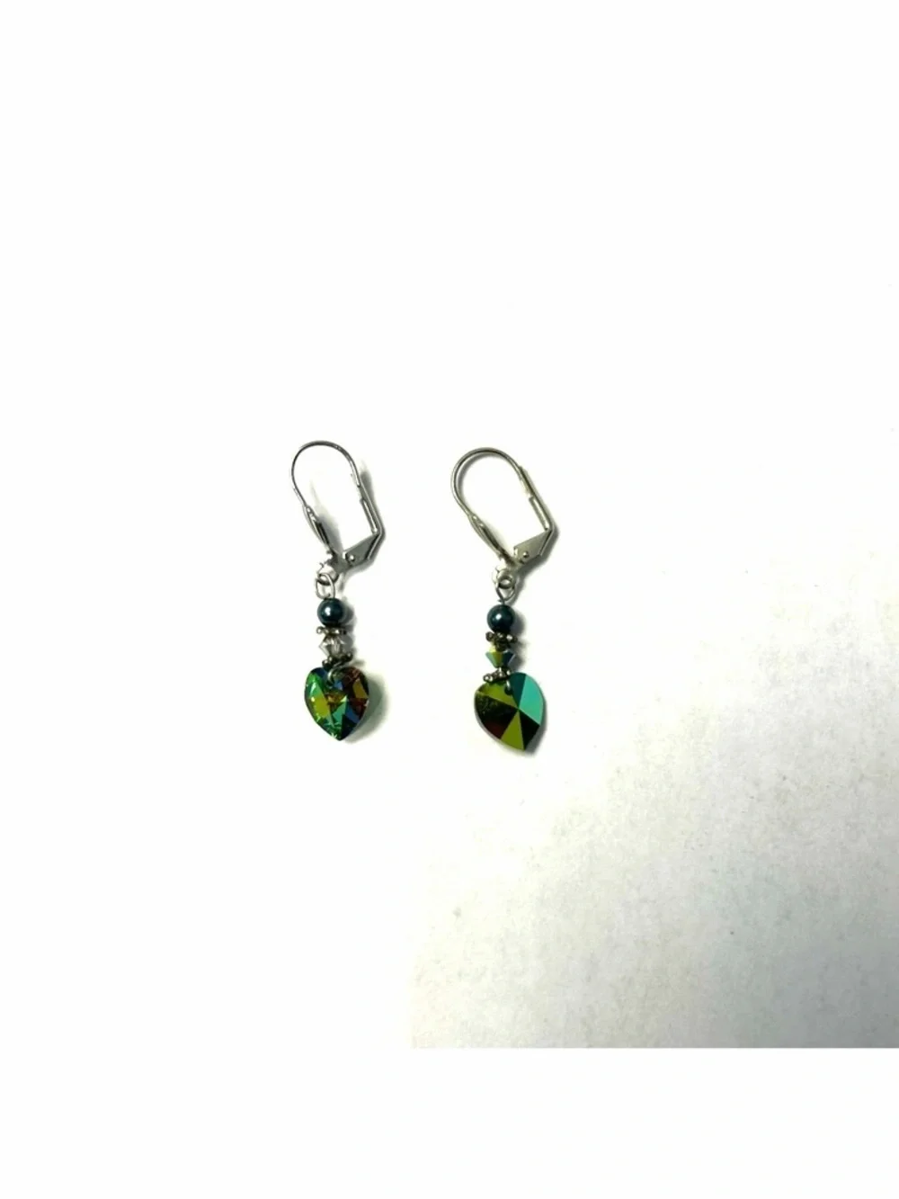 Iridescent Crystal Heart Necklace Earrings Set Y2K Glam Sparkle